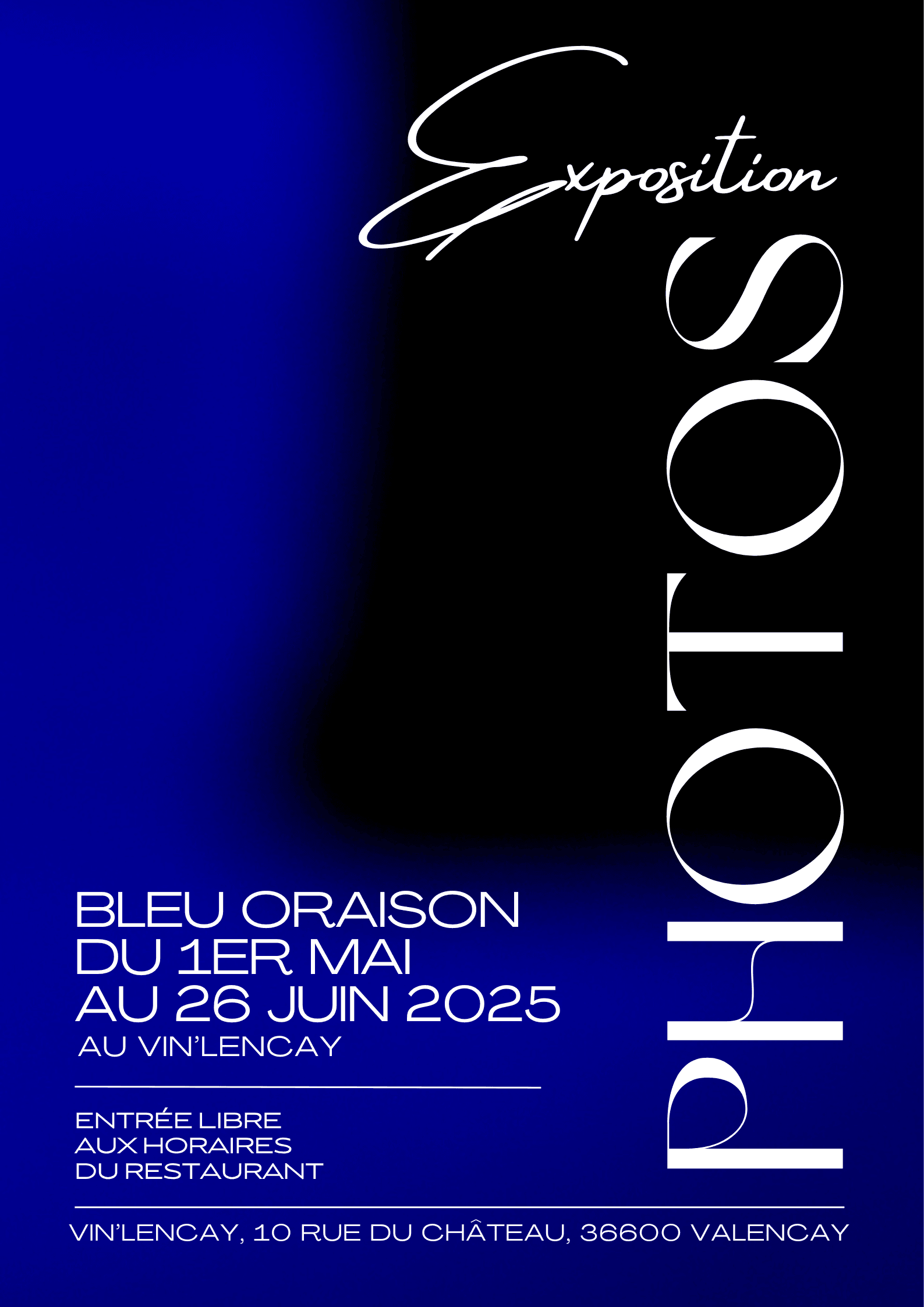 BIENTÔT L'EXPOSITION PHOTOGRAPHIQUE, "BLEU ORAISON" à VALENCAY