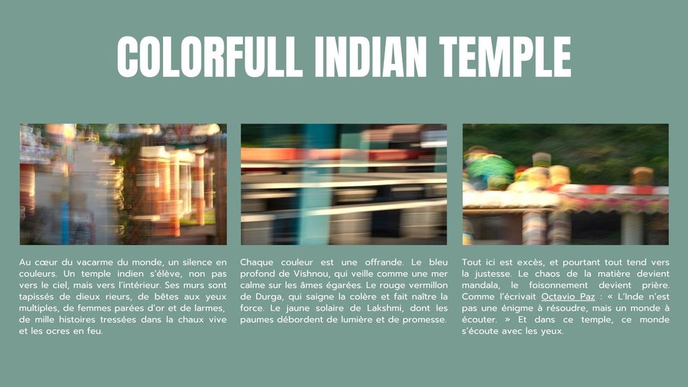 Dossier de presse — Colorfull Indian Temple